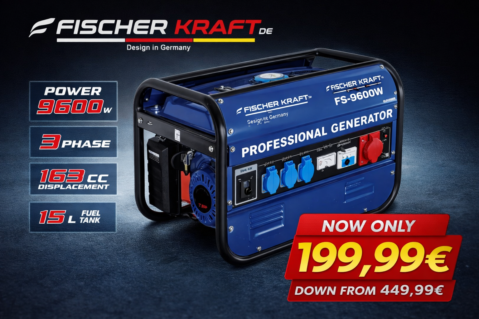 Agregat Fischer Kraft FS-9600W, Trofazni, 163cc