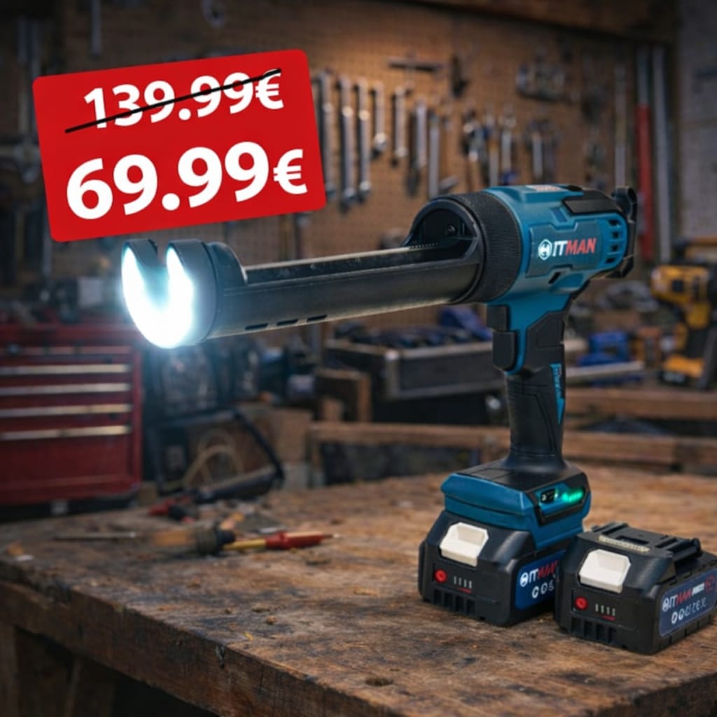 Akumulatorski pištolj za silikon i ljepilo s LED osvjetljenjem – set s 2 baterije