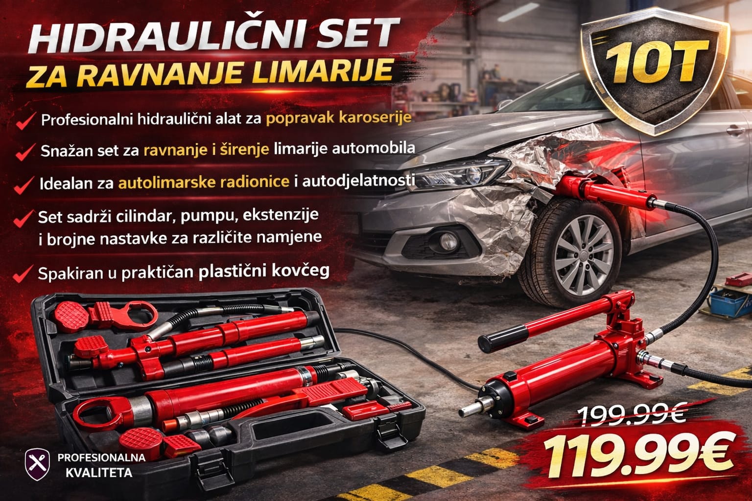 Hidraulični Set za Ravnanje Limarije 10T