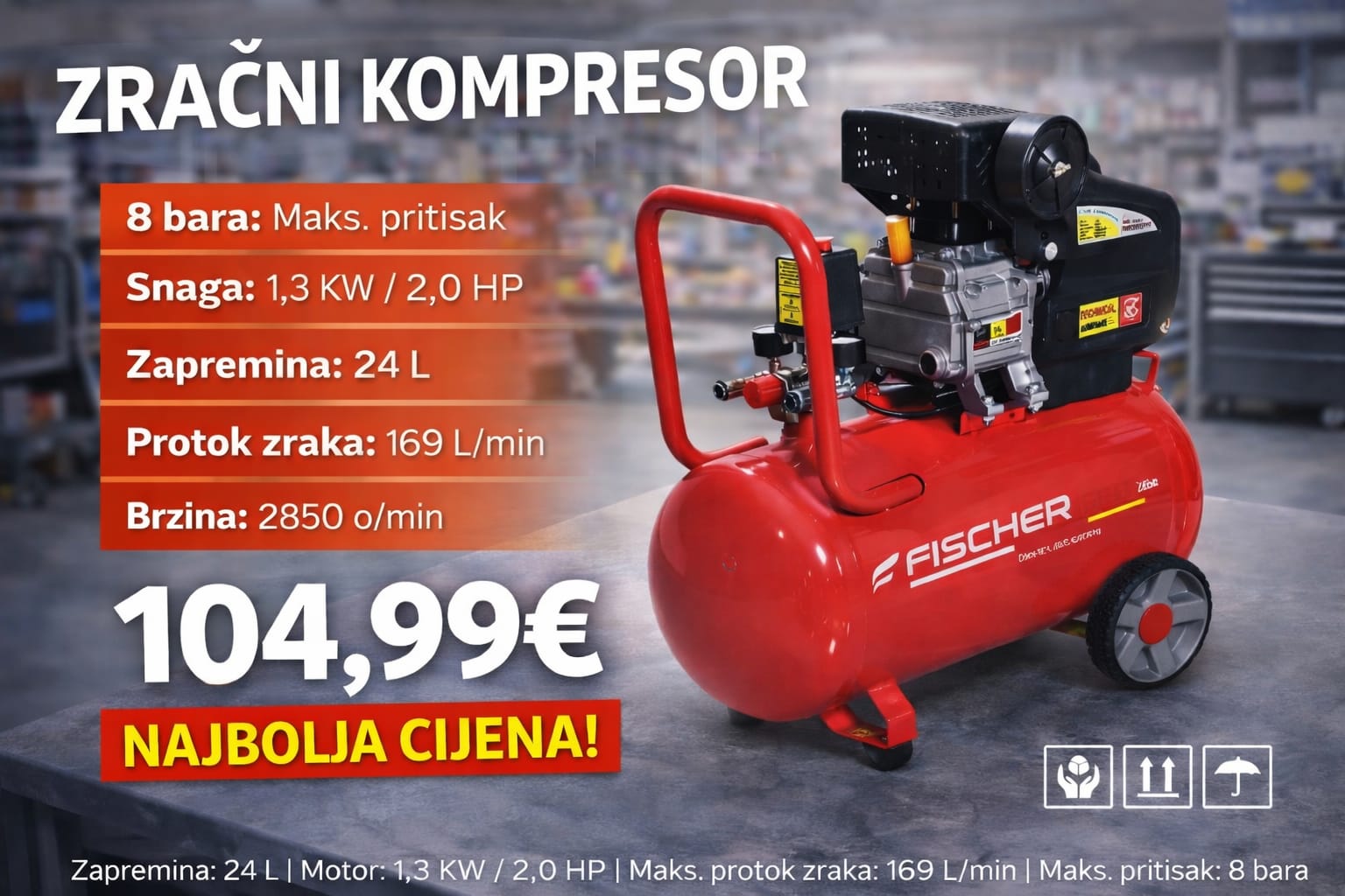 Zračni kompresor 24L – 8 bara