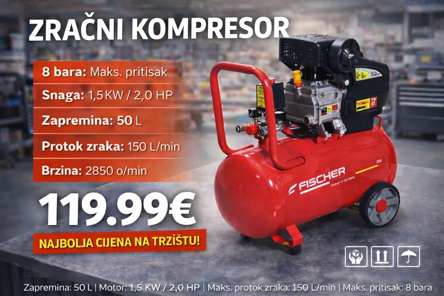 Zračni kompresor 50L – 8 bar