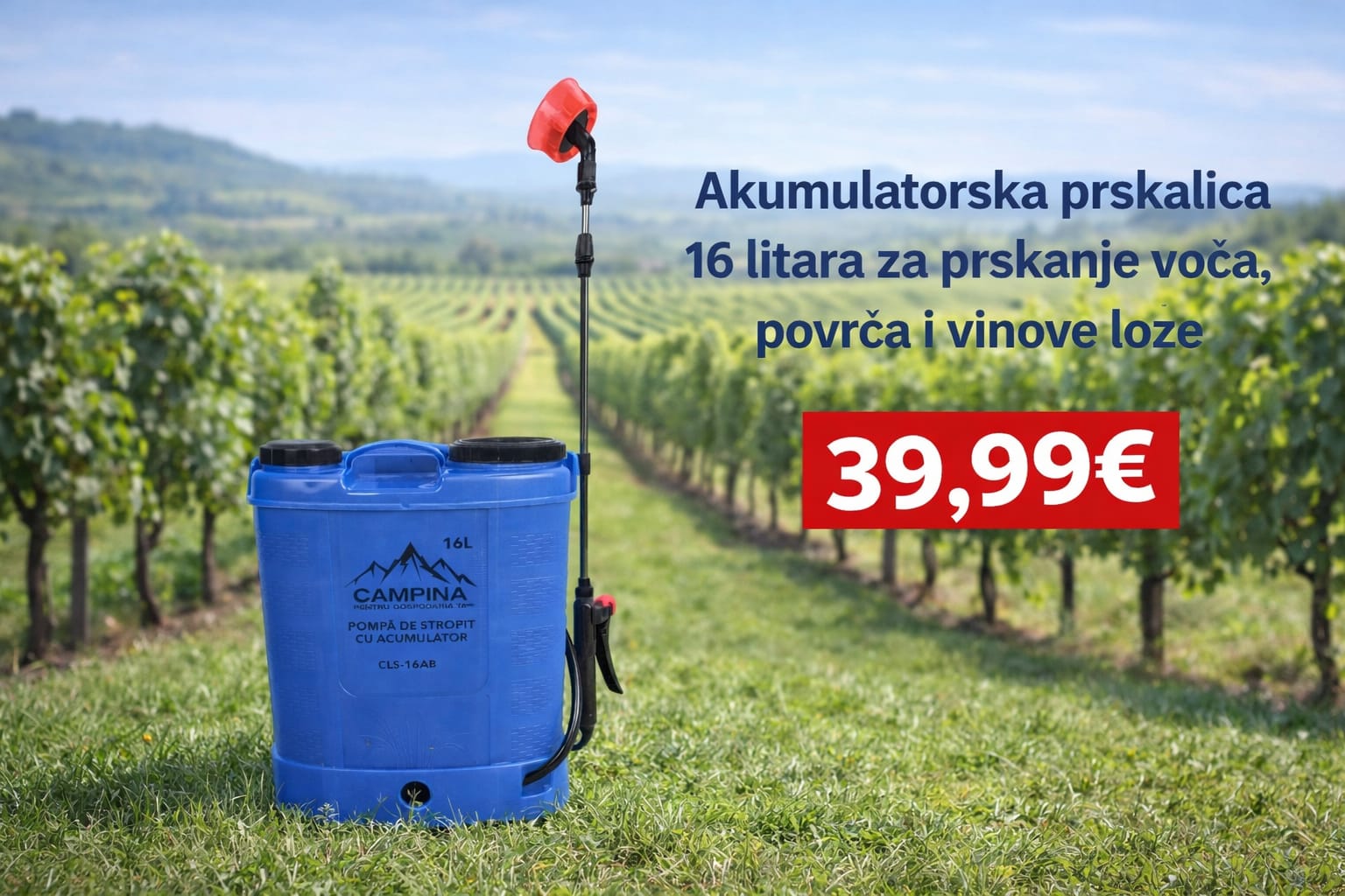 Akumulatorska prskalica 16L za voće, povrće i vinovu lozu