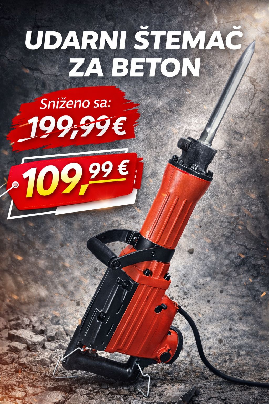 Udarni štemač za beton 1700 W s dlijetom
