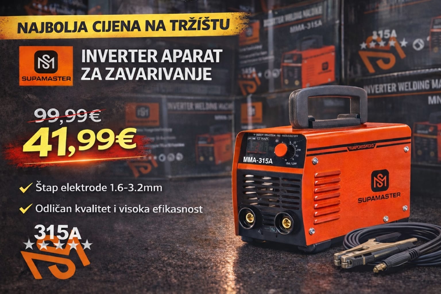 SUPAMASTER Inverter Aparat za Zavarivanje 315A – MMA Aparat