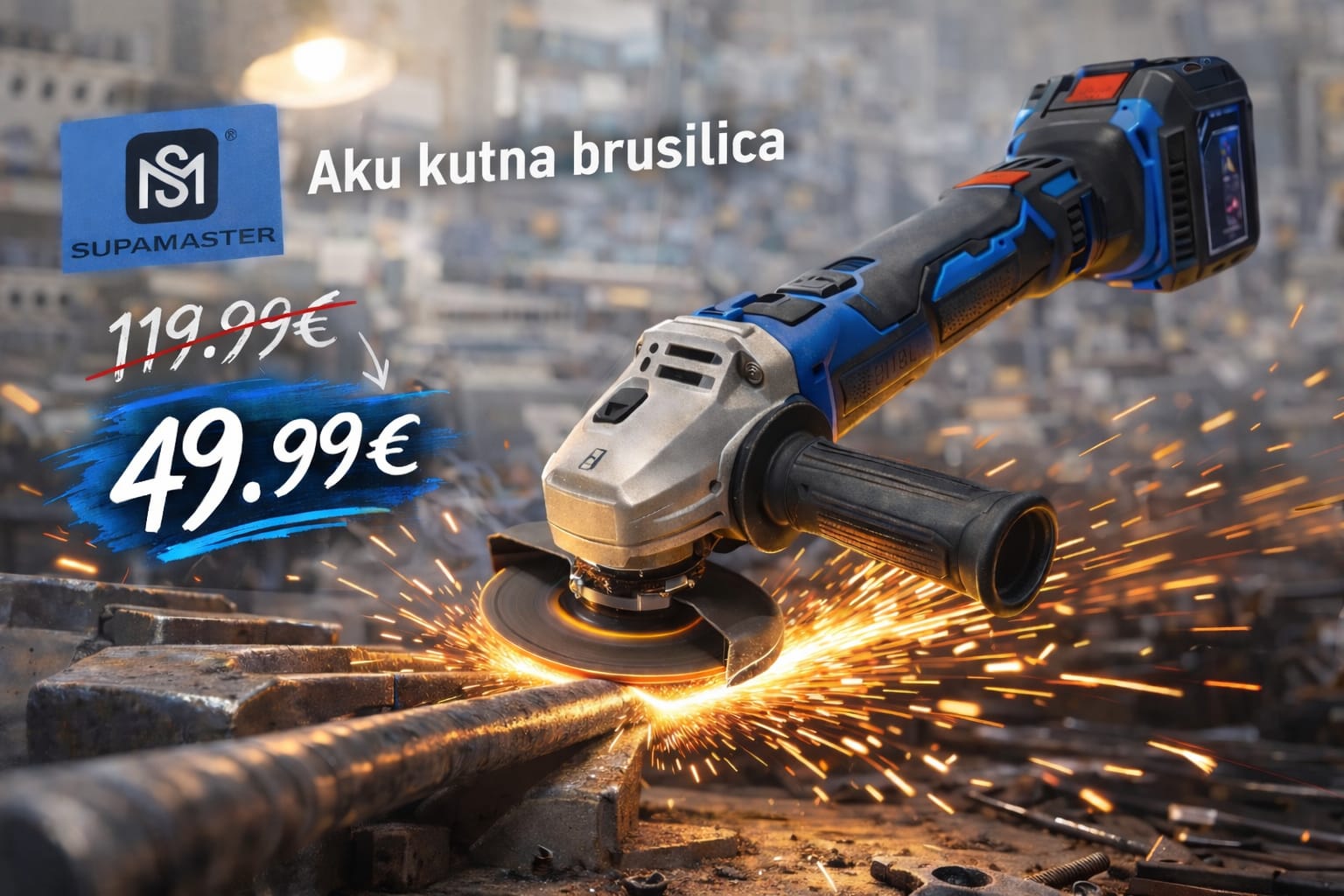 SUPAMASTER Aku Kutna Brusilica – Bežična Brusilica za Metal i Rezanje